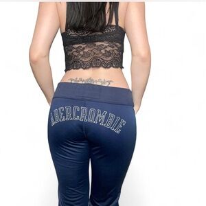 Abercrombie & Fitch Navy Track Pants Sweat Pants size small low rise Vintage